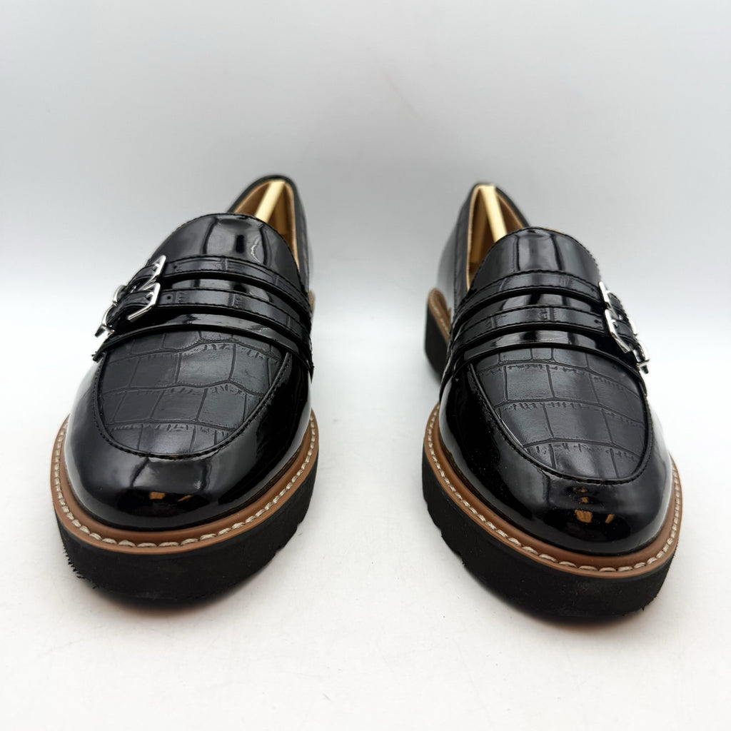 Naturalizer Womens Eiffel Loafers Size 8.5 38.5 Black Vegan Patent Leather NIB