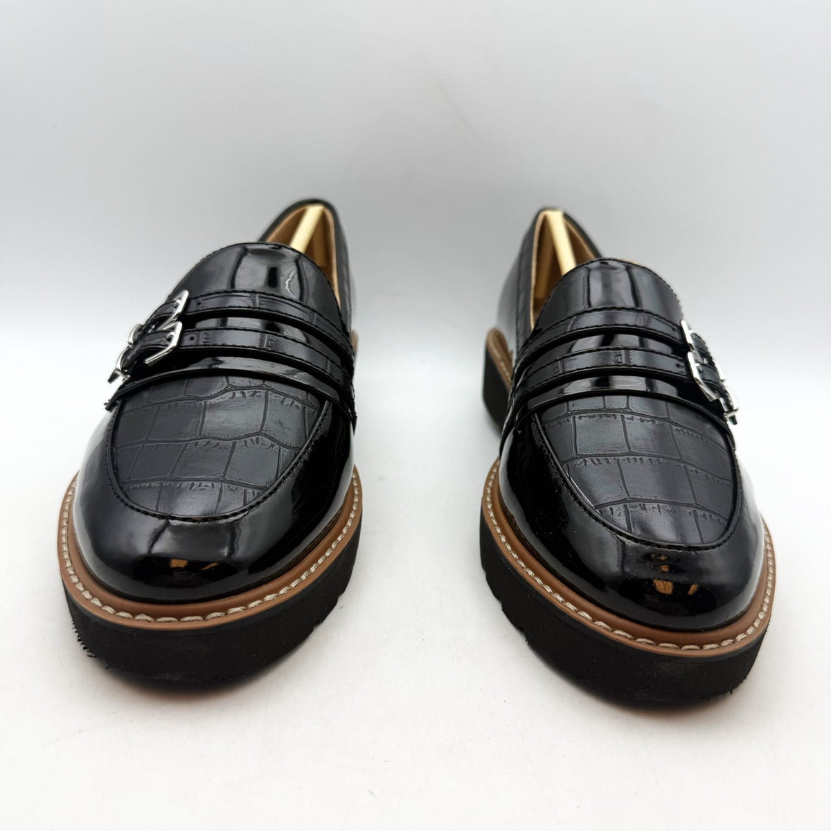 Naturalizer Womens Eiffel Loafers Size 8.5 38.5 Black Vegan Patent Leather NIB