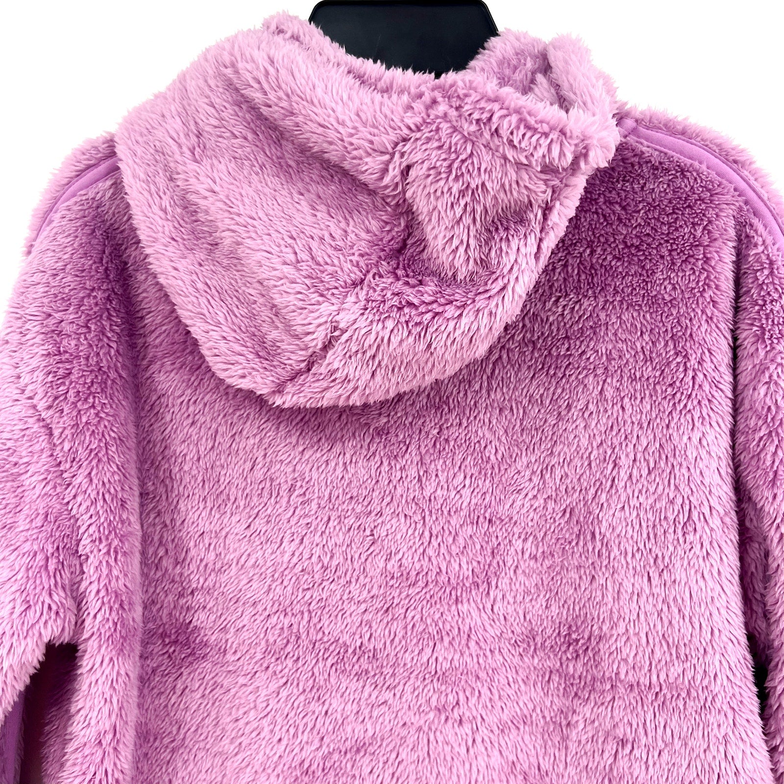 ADIDAS Girls Cozy Sherpa Hood Pullover Sweatshirt Large Purple Fuzzy NWT