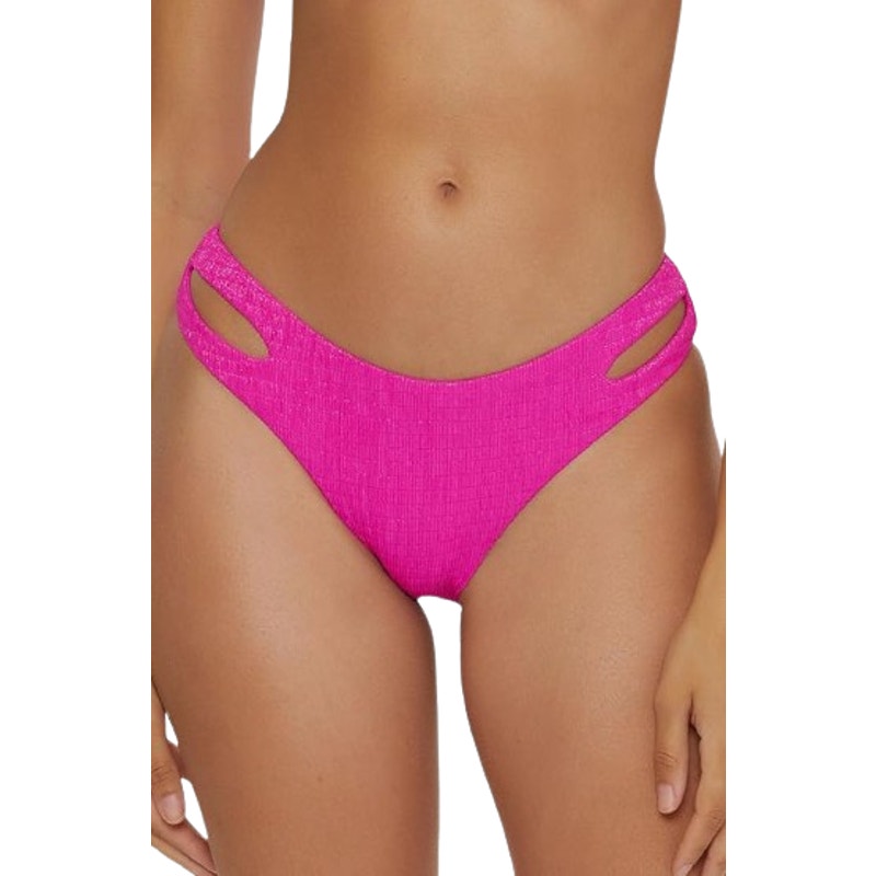 BECCA Women's Luminous Hipster Bikini Bottom Small Vivid Pink Cut Out Swim NWT