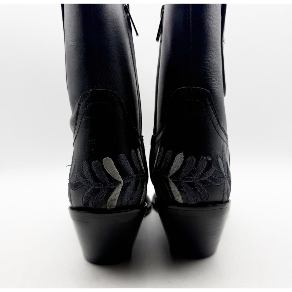 Diba True Women's Cains Ville Western Bootie Size 7M Black Charcoal Leather NWOB