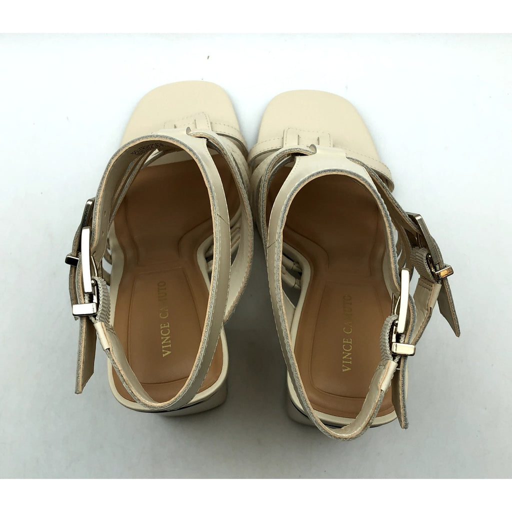Vince Camuto Womens Hicheny Caged Sandals Size 7.5 Cream Warm Vanilla Heels NIB