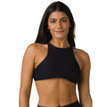 PRANA Women's Onyx Bay Bikini Top XS Black Ottoman High Neck Ribbed NWT