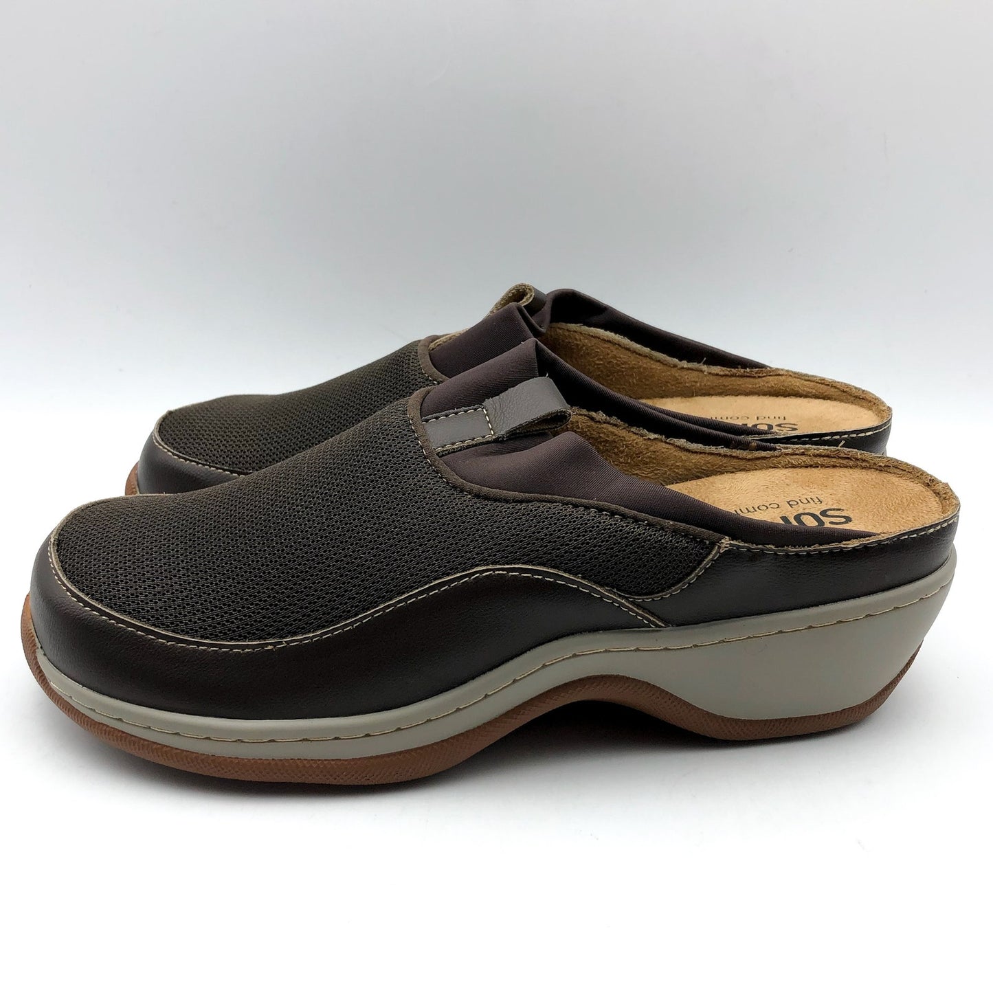 Softwalk Womens Aberdeen Mule Clogs US 7 M EU 37 Dark Brown Leather NIB