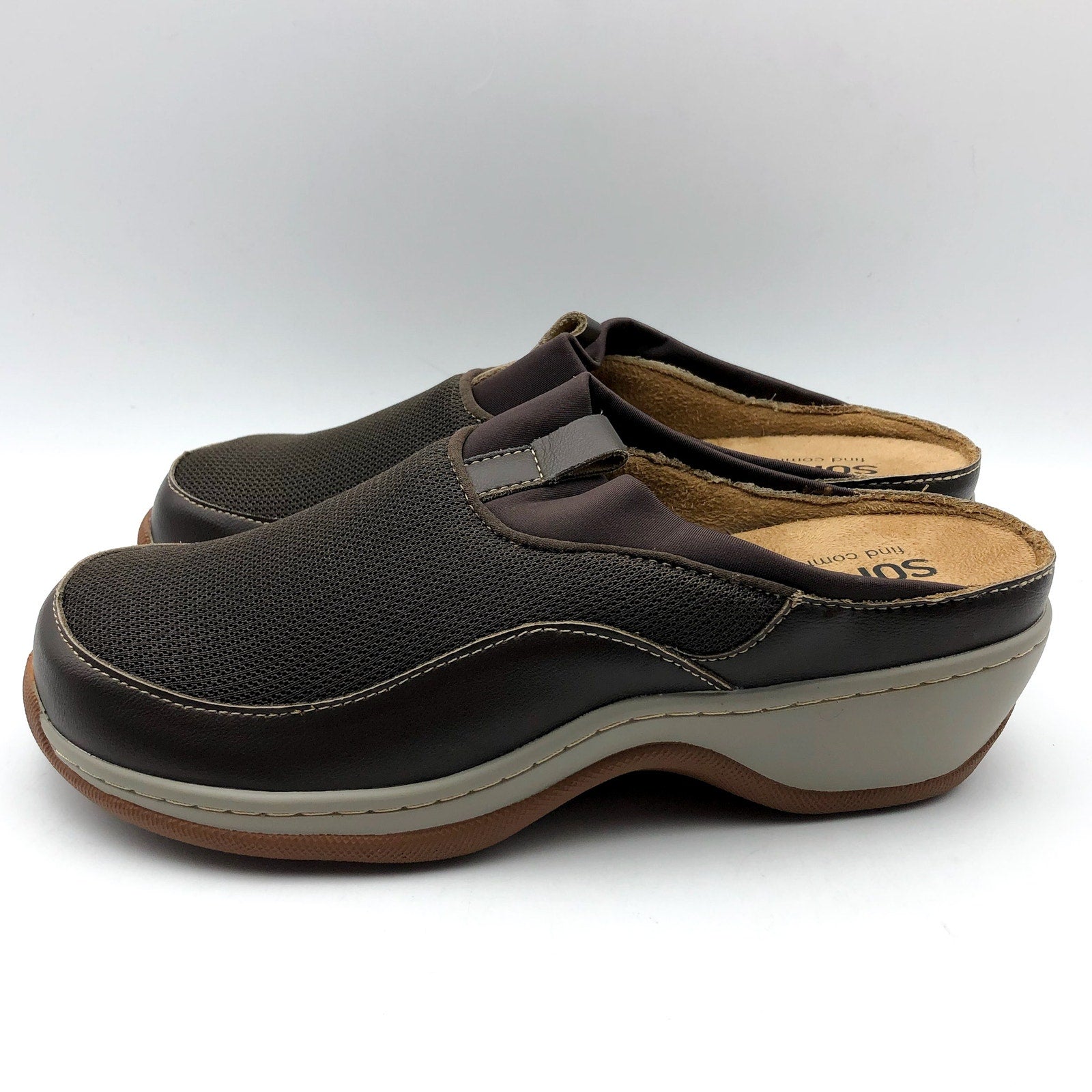 Softwalk Womens Aberdeen Mule Clogs SIZE 7 M EU 37 Dark Brown Leather NIB
