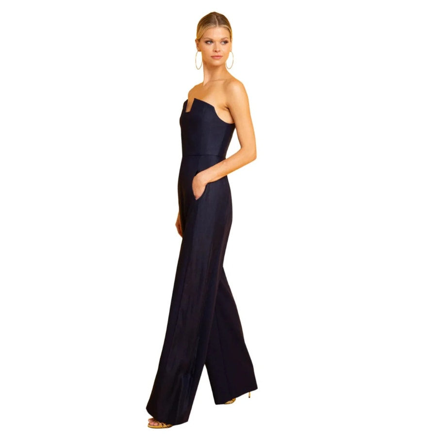 BLACK HALO Women's Lena Jumpsuit Size 2 Navy Blue Strapless NWT