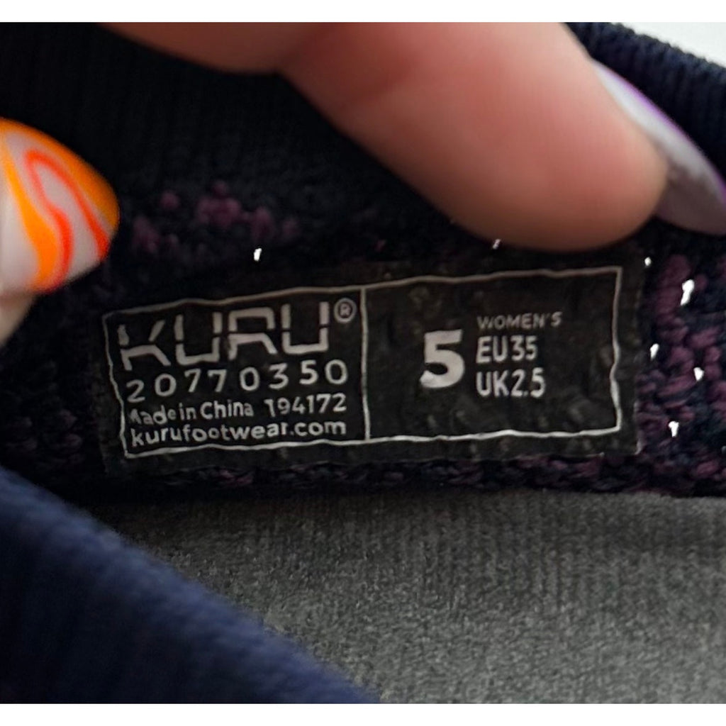 Kuru Womens Stride Slip On Sneakers Size 5 WIDE EU 35 Purple Blue Knit NWOB