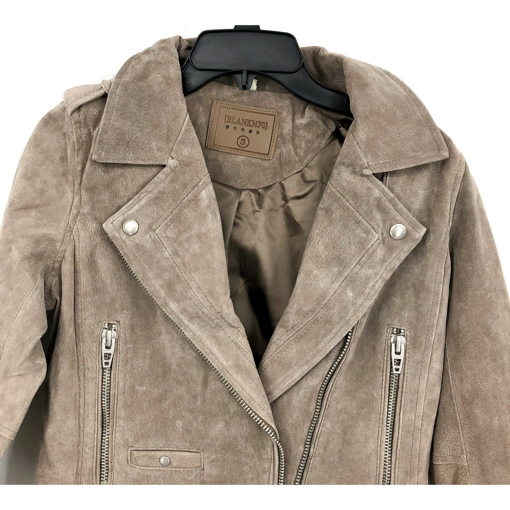 BLANKNYC Women's Cropped French Motorcycle Jacket Small Brown Taupe Leather NWT