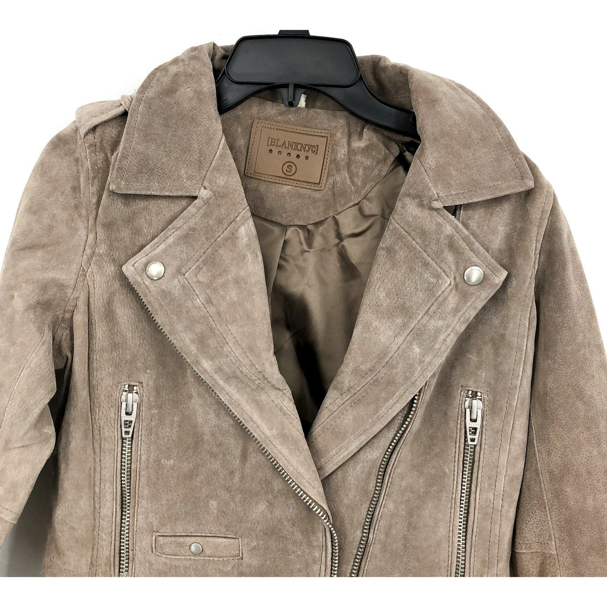 BLANKNYC Women's Cropped French Motorcycle Jacket Small Brown Taupe Leather NWT