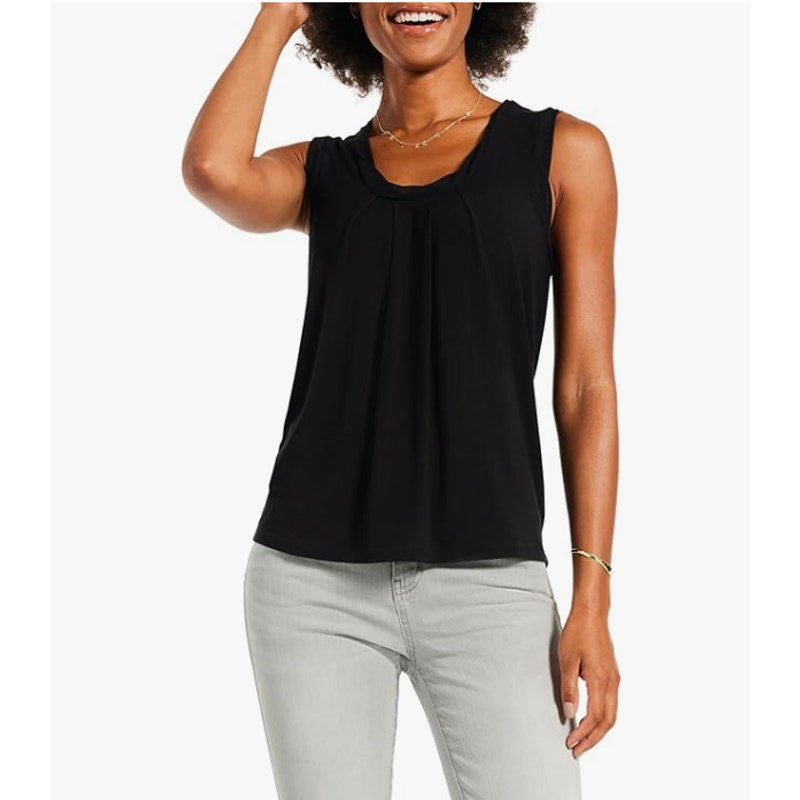 NIC+ZOE Women's Date Night Drape Tank Top Small Black Sleeveless NWT