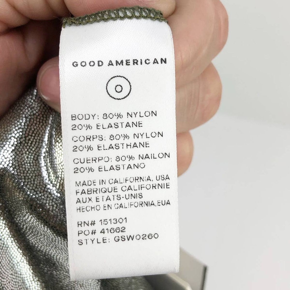 Good American Metallic Better Reversible Bikini Bottom 0 XS Silver Green NWT