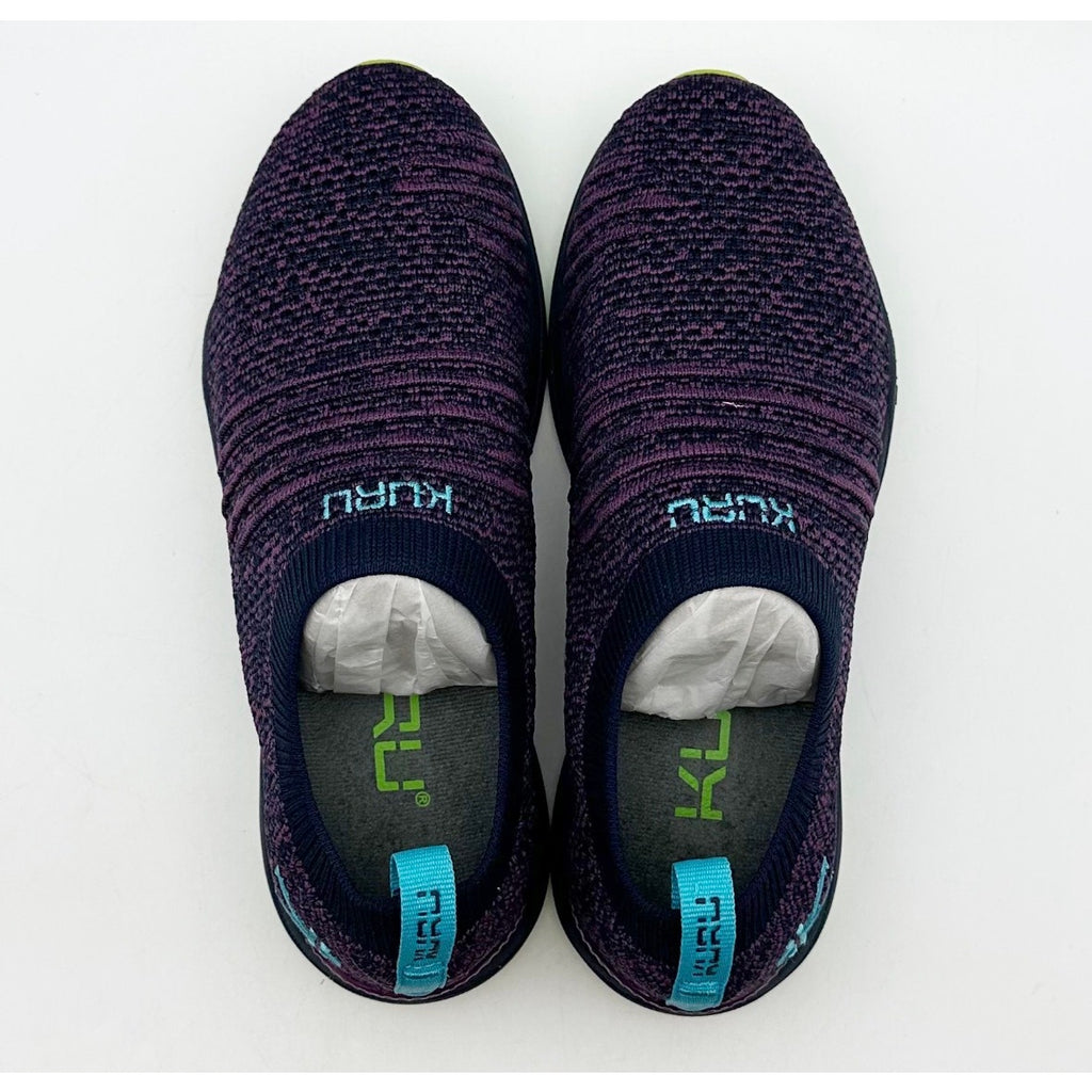 Kuru Womens Stride Slip On Sneakers Size 5 WIDE EU 35 Purple Blue Knit NWOB