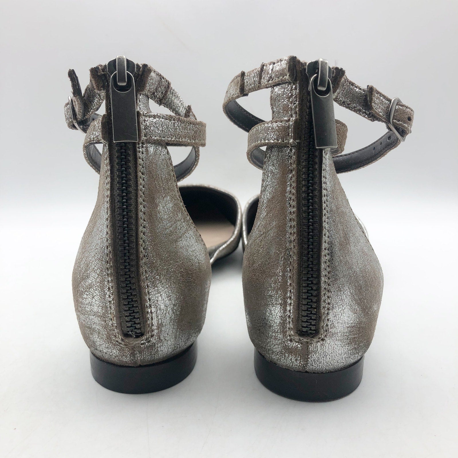 Seychelles Womens What a Girl Wants Flats US 8.5 M Silver Pewter Leather NIB