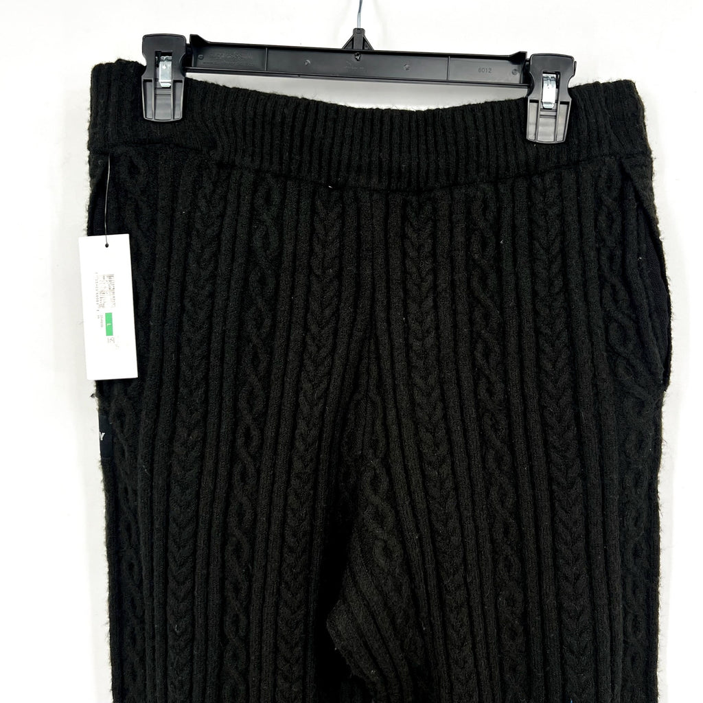 DKNY Womns Cozy Cable Sweater Knit Jogger Large Black Drawstring NWT