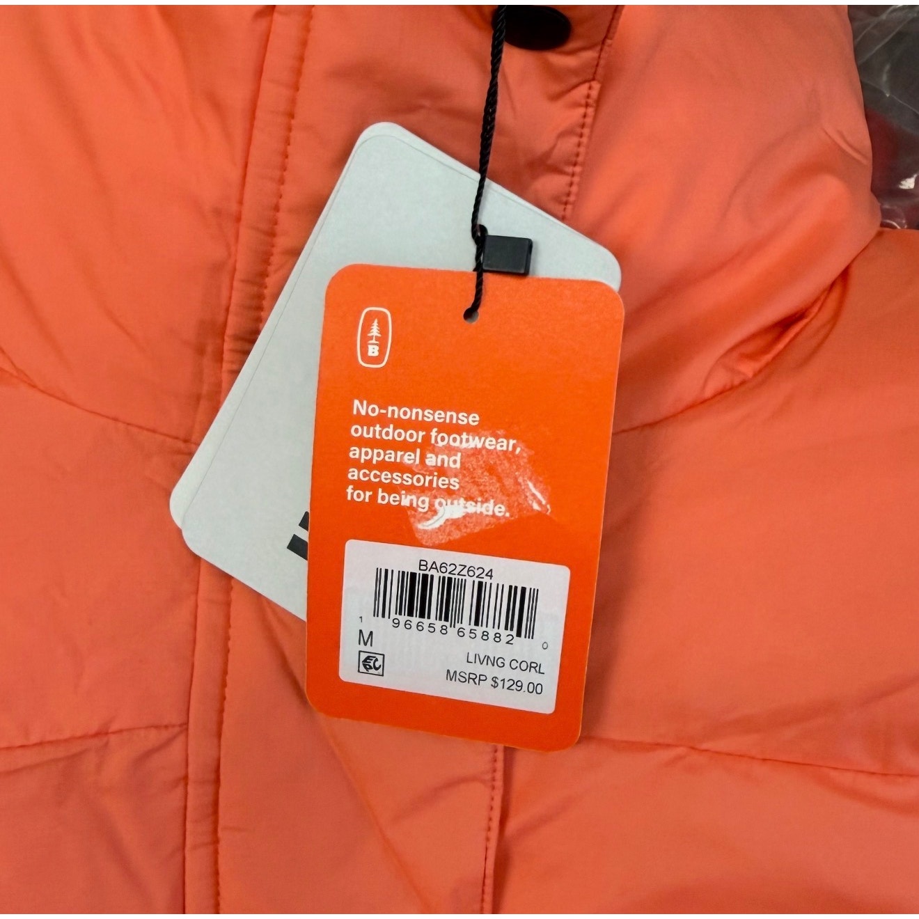 Bass Outdoors Womens Discovery Puffer Coat Medium Orange Living Coral NWT