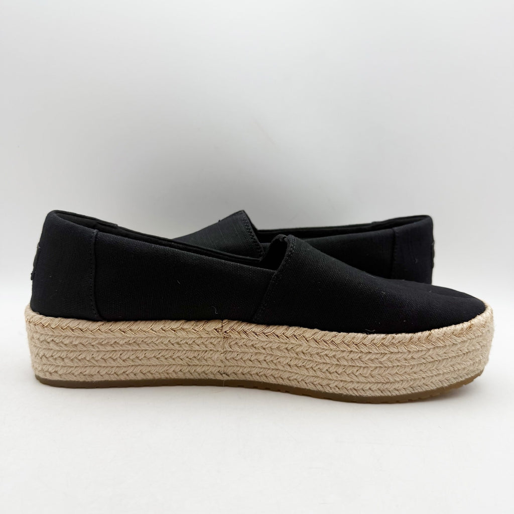 TOMS Womens Valencia Platform Slip On Shoes Size 10 Black Canvas Casual NWOB