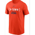NIKE Mens Houston Astros Graphic T-shirt Small Orange Bracket Team Phrase NWT