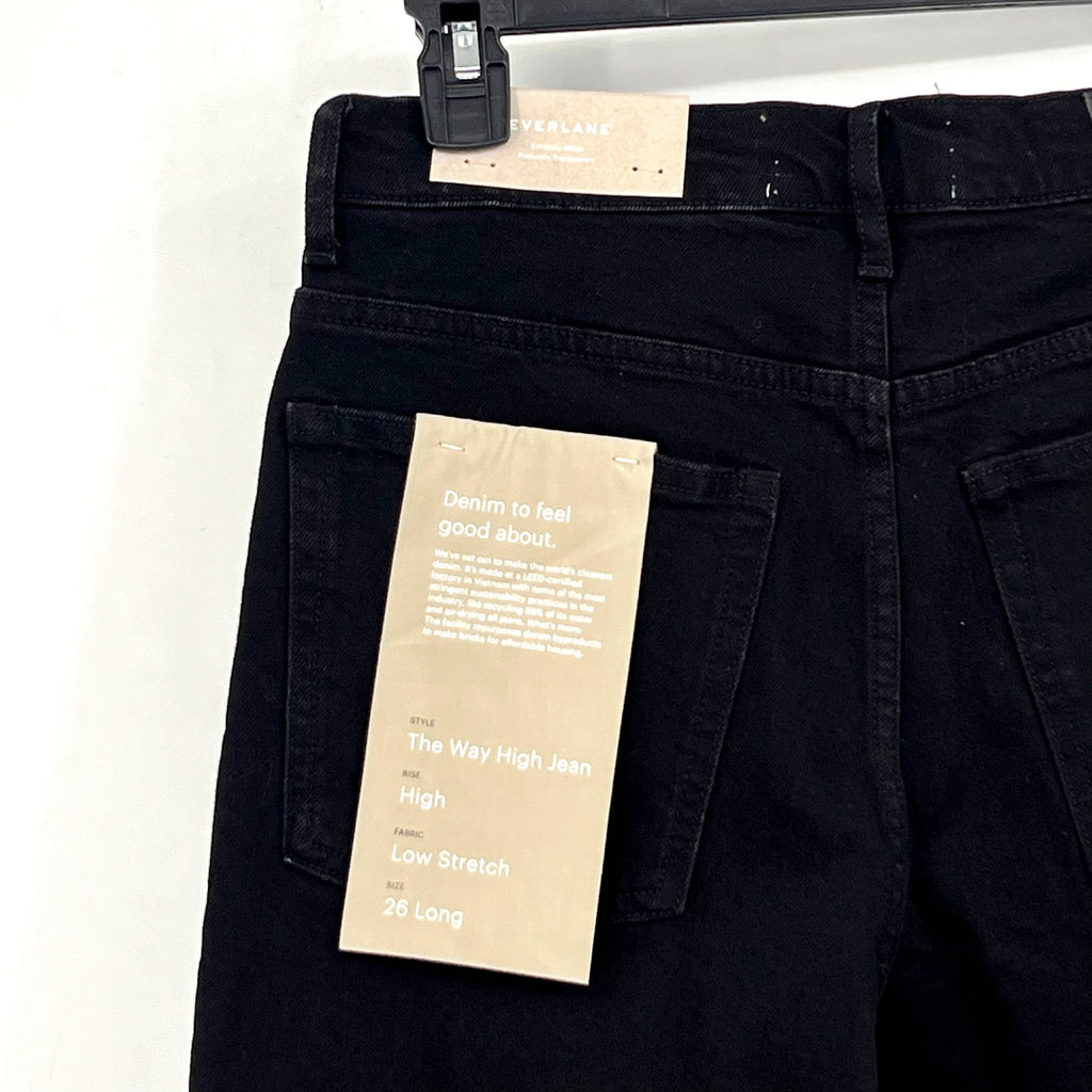 EVERLANE Women's The Way-High Jeans Size 26 Long US 2 Coal Black Low Stretch NWT