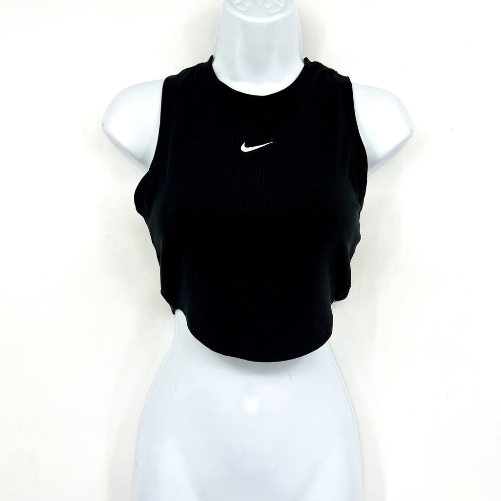 NIKE Sportswear Chill Knit Tight Cropped Mini-Rib Tank Top XS Black NWT