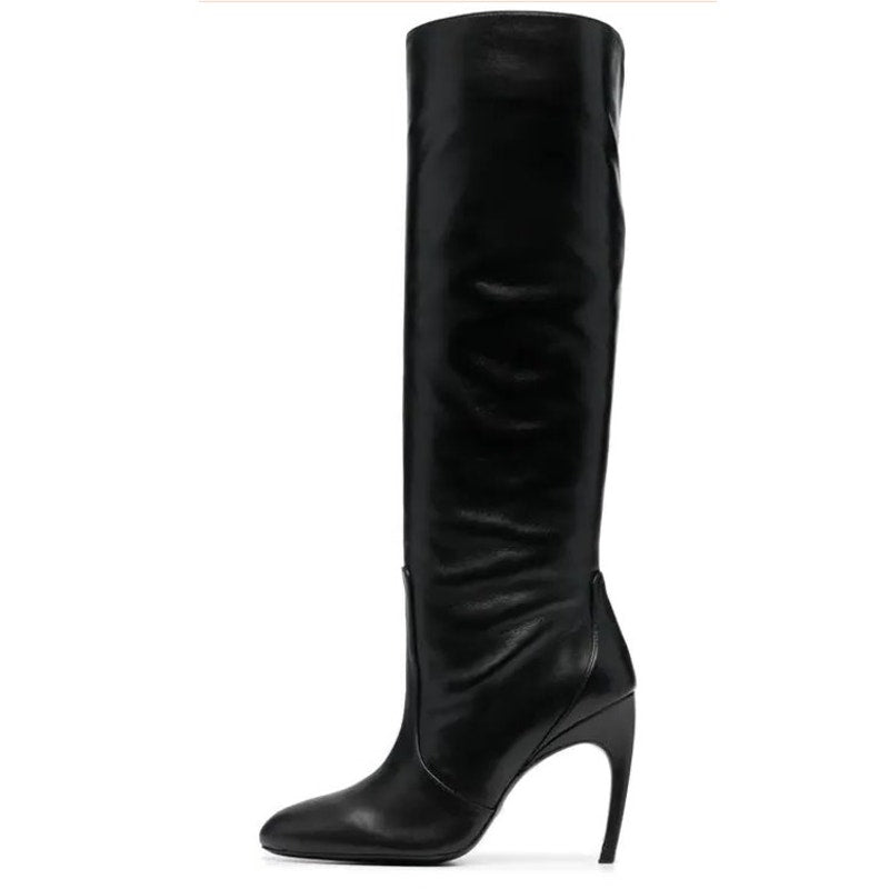 Stuart Weitzman Womens Luxecurve 100 Slouch Boots US 9B Black Leather NWOB