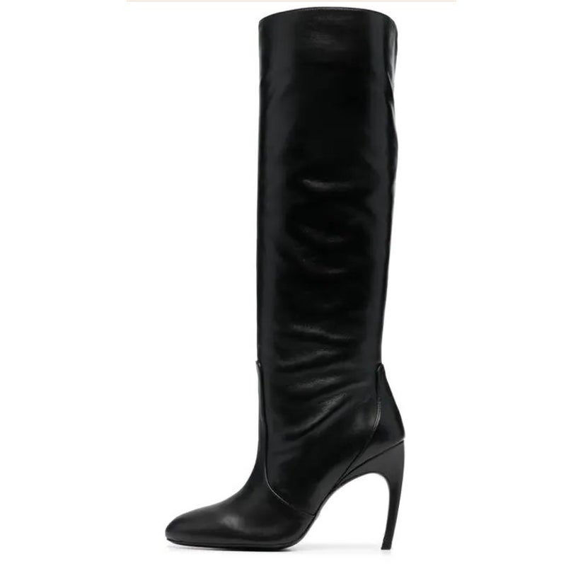 Stuart Weitzman Womens Luxecurve 100 Slouch Boots US 9B Black Leather NWOB
