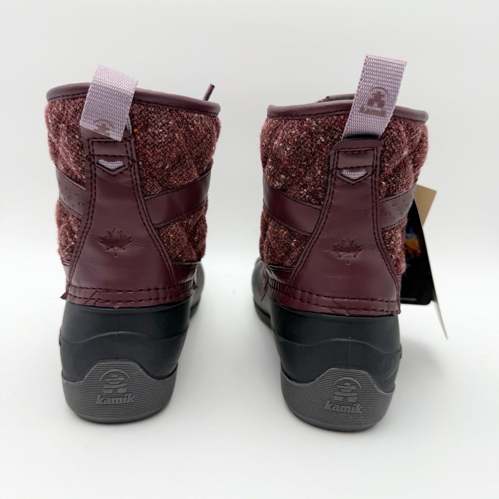 Kamik Kids Sierra Mid Winter Boots US 2 EU 33.5 Burgundy Red Black NIB