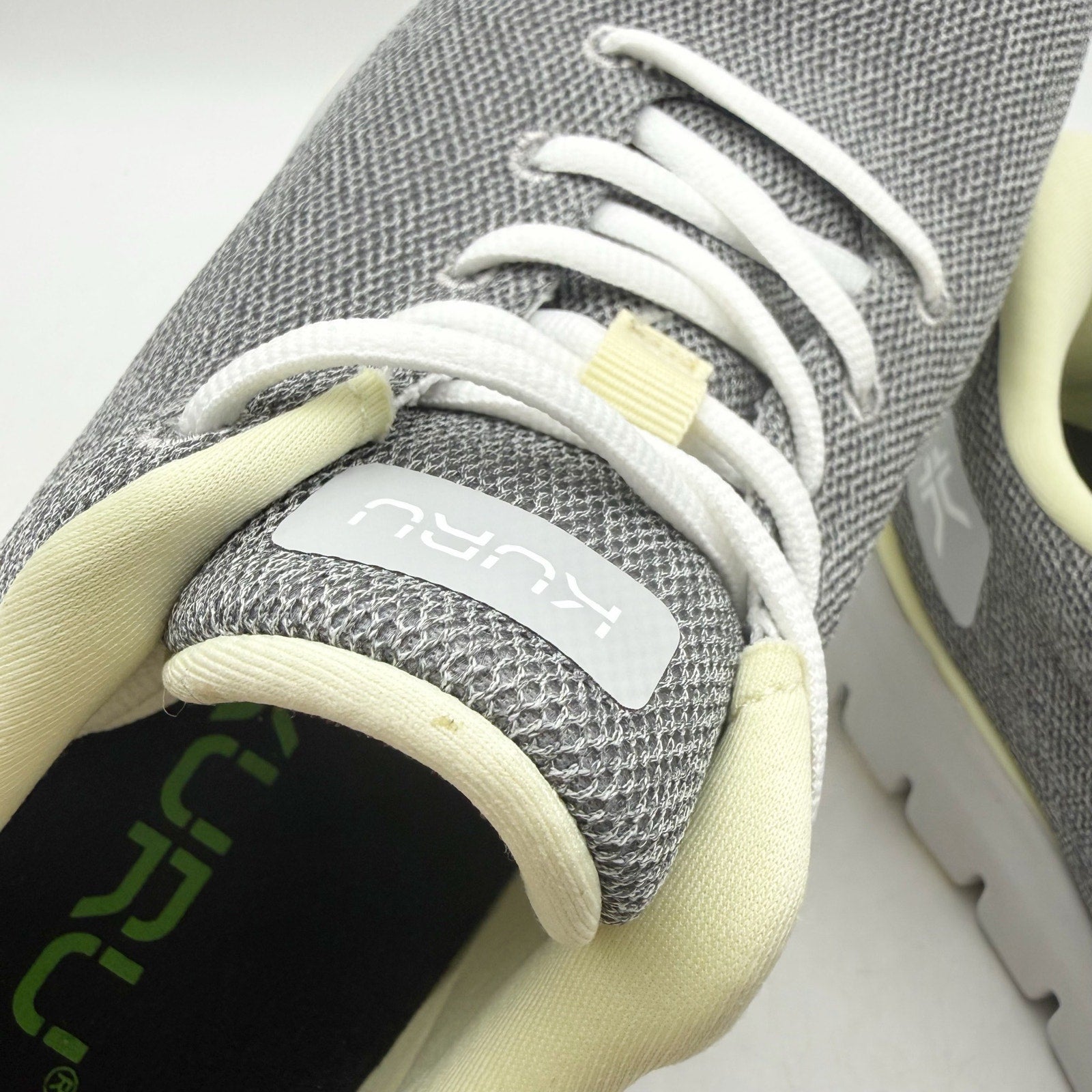 KURU Womens Flex Via Sneakers 8.5 M Dove Gray Pale Lime Athletic Shoes NWOB
