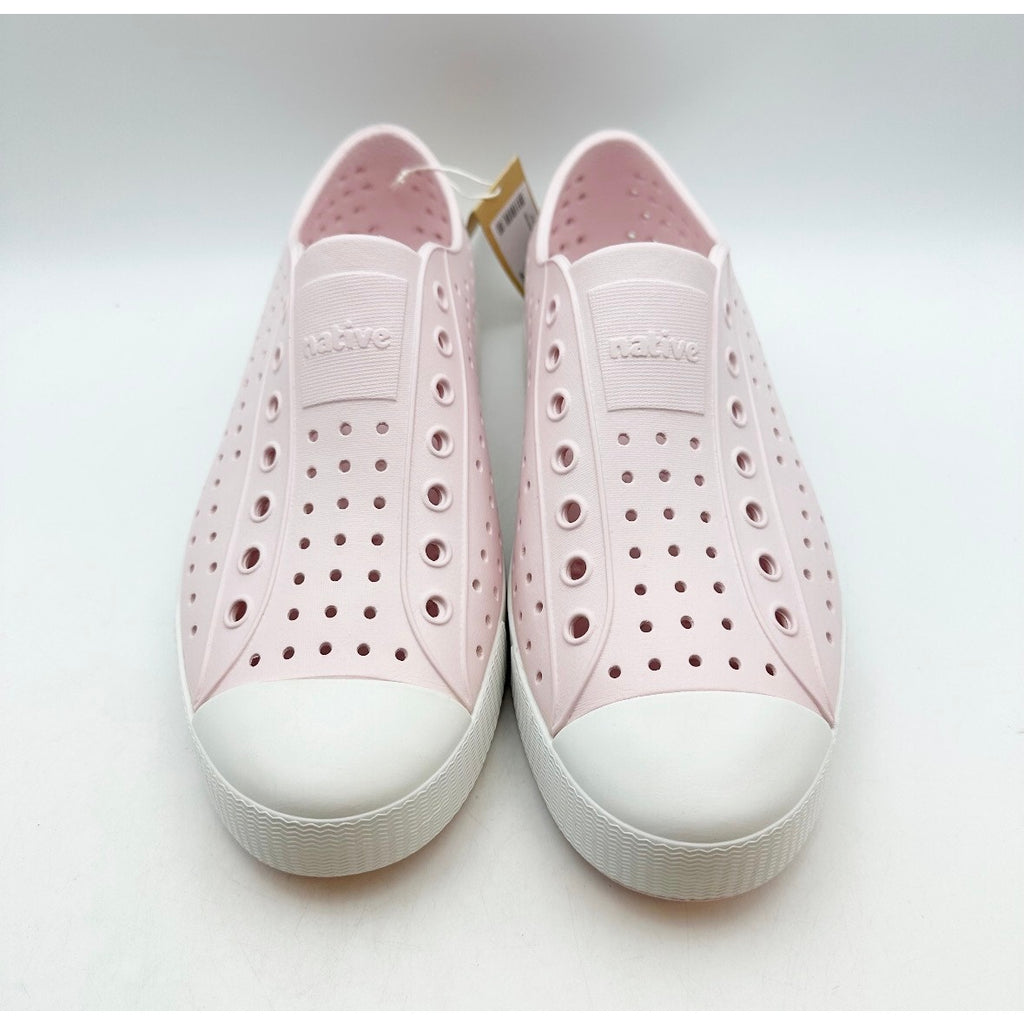 NATIVE Adult Jefferson Slip-On Shoes Mens 9 Womens 11 Milk Pink Shell White NWOB