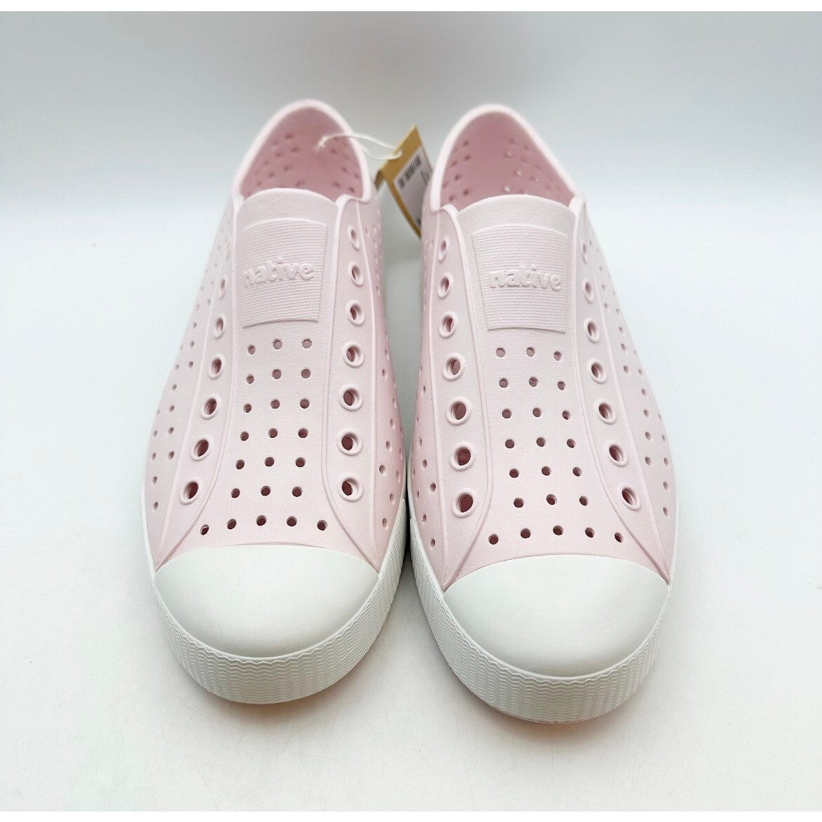 NATIVE Adult Jefferson Slip-On Shoes Mens 9 Womens 11 Milk Pink Shell White NWOB
