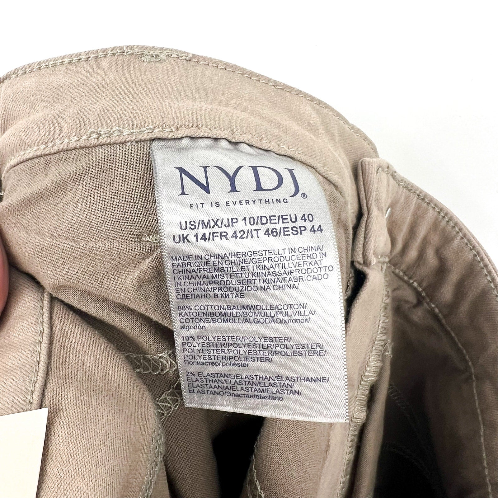 NYDJ Womens Relaxed Crop Straight Leg Jeans Size 10 Beige Tan Utility Pocket NWT