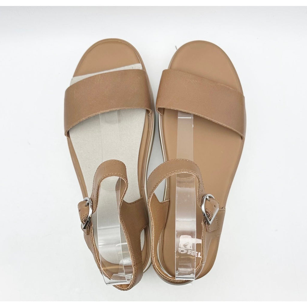 SOREL Womens Dayspring Platform Sandals Size 8.5 EU 39.5 Brown Leather NWOB
