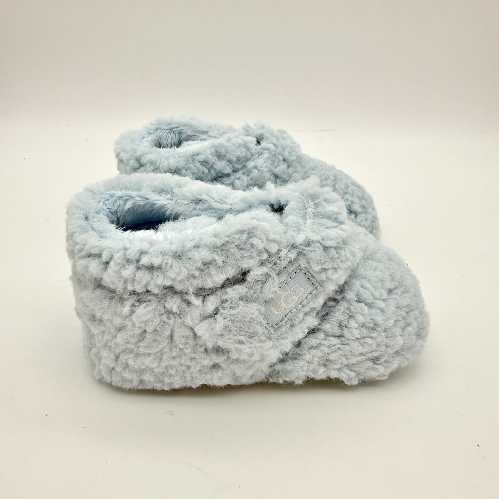 UGG Infant Bixbee Booties US 4-5 M Blue Vegan Fur Hook and Loop NIB
