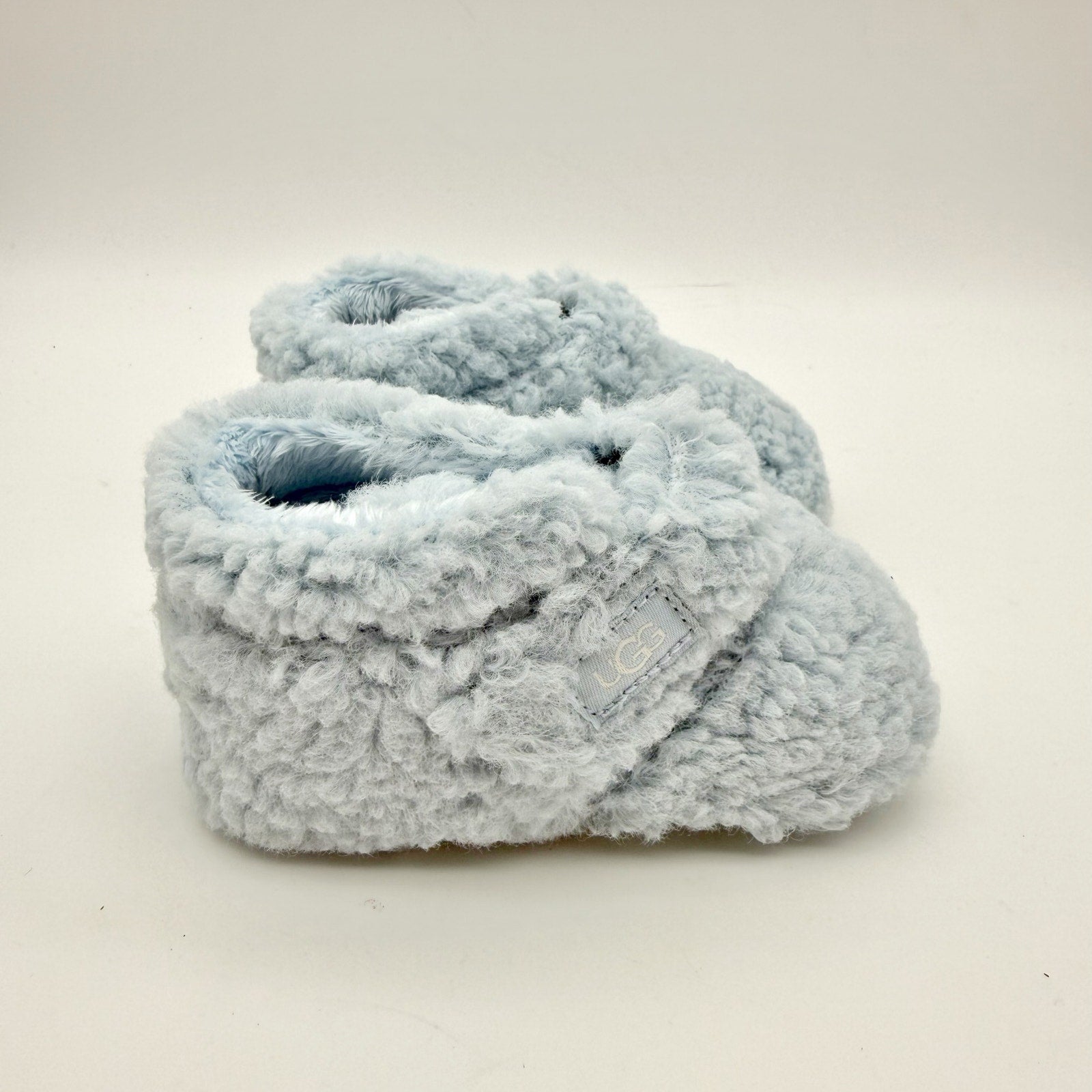 UGG Infant Bixbee Booties US 4-5 M Blue Vegan Fur Hook and Loop NIB