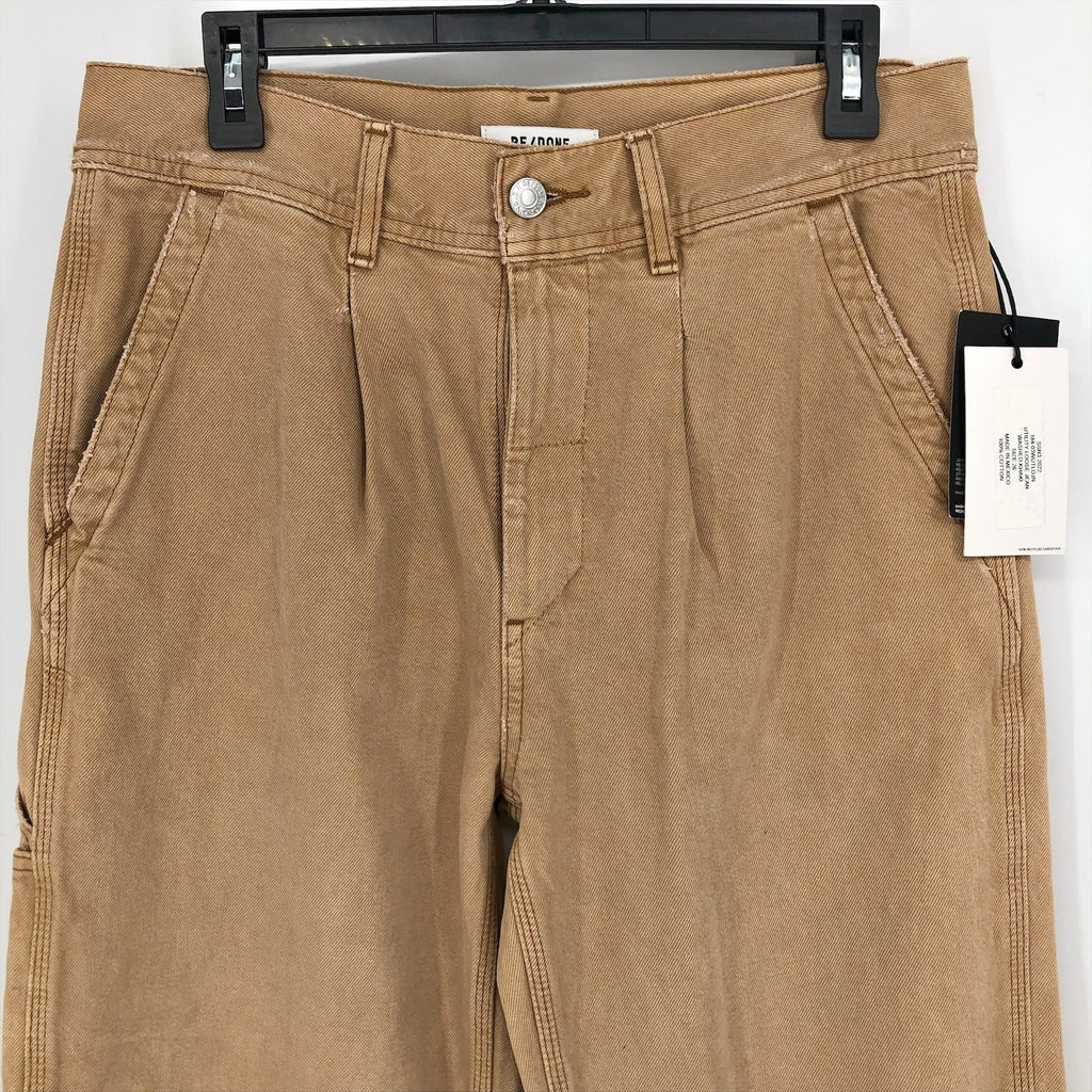 RE/DONE Womens Utility Loose Jeans US 2 26 Tan Washed Khaki Relaxed Straight NWT
