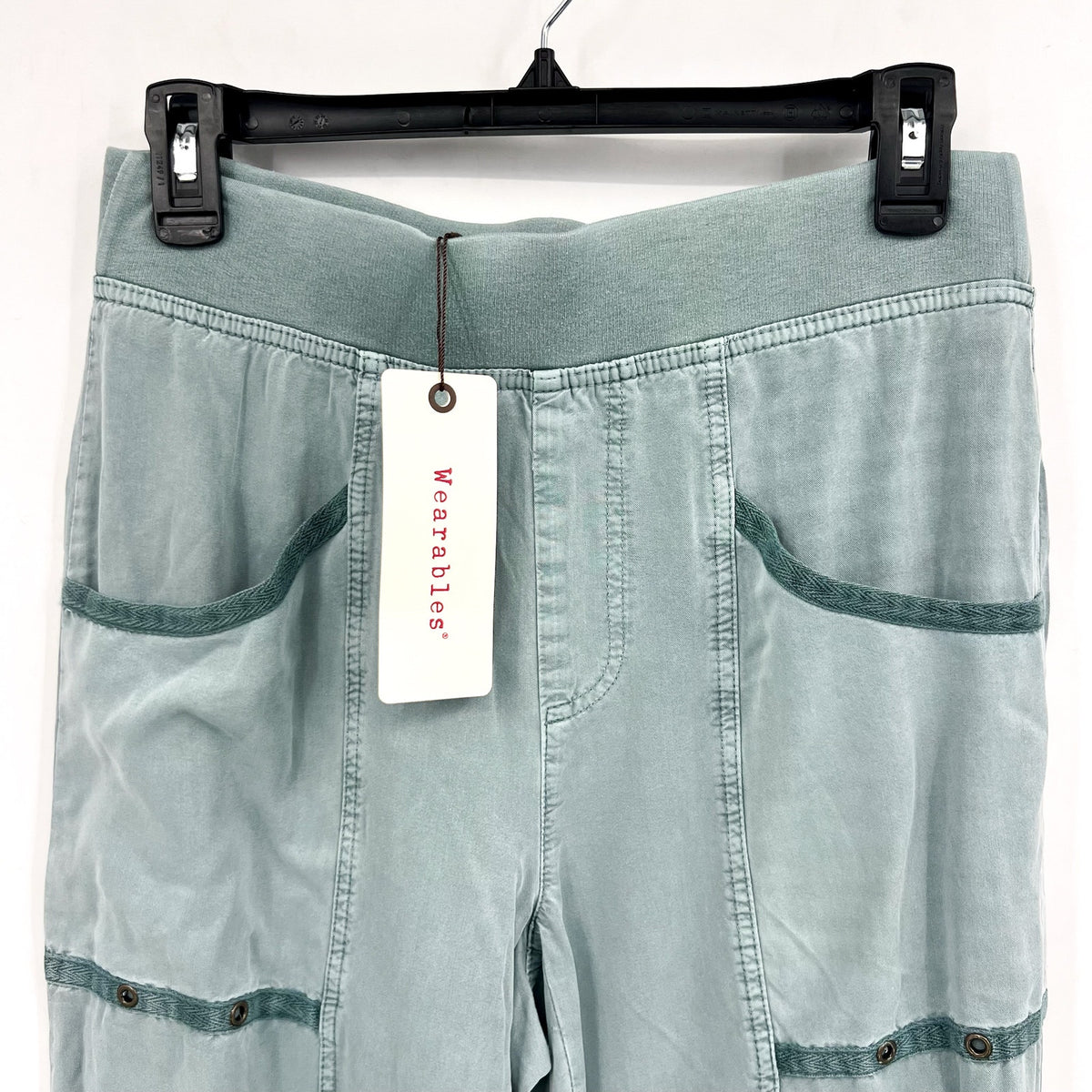 XCVI Women's Yana Gaucho Crop Pants XS Green Thunderclap Twill Pull-On NWT