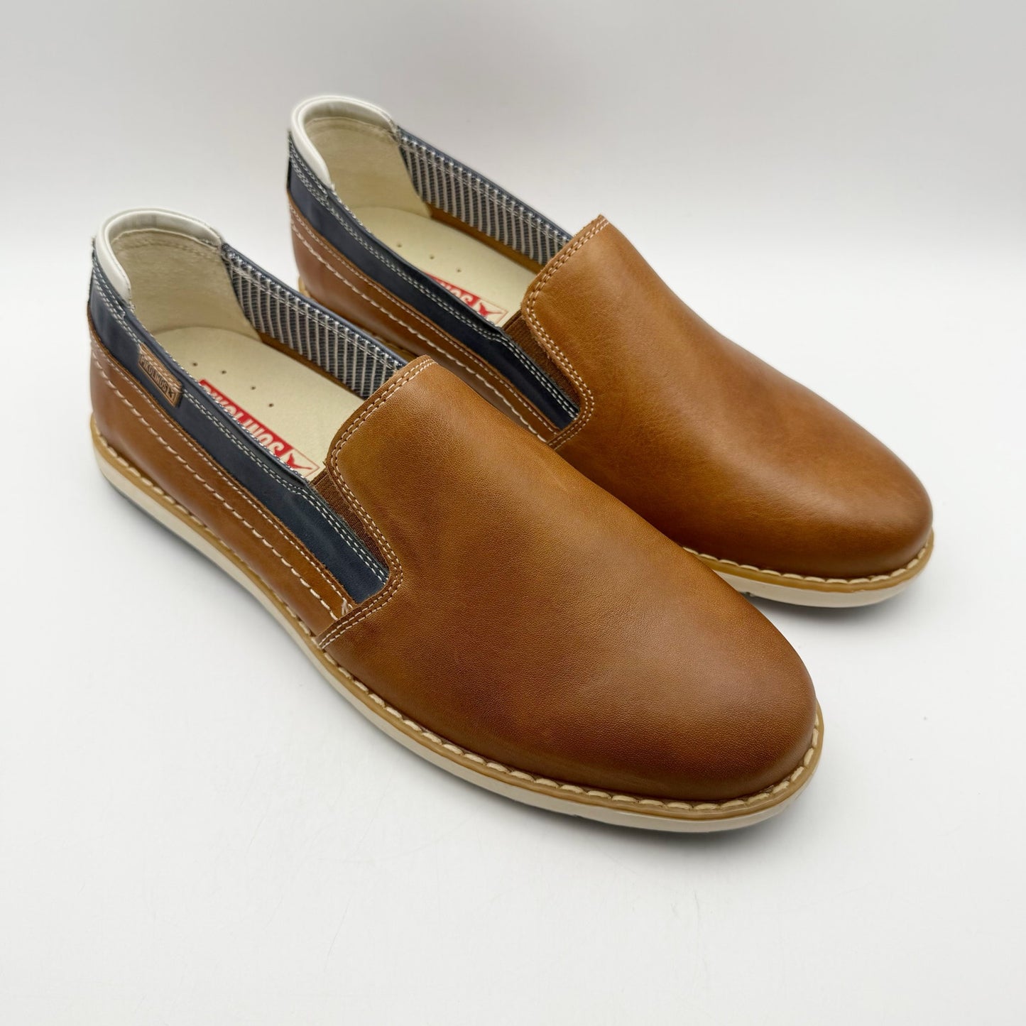 PIKOLINOS Mens Jucar Slip On Loafers EU 41 US 8 Blue Brown Leather NWOB