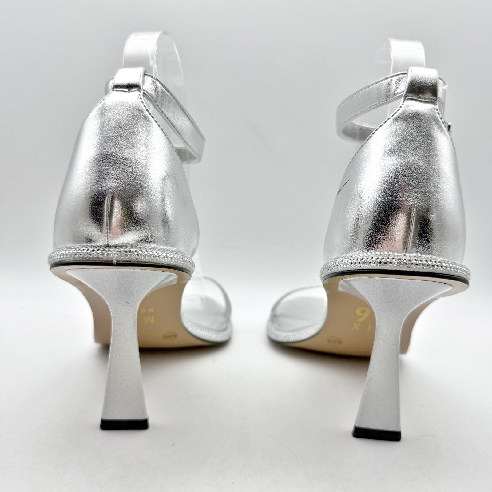 Mix No. 6 Womens Boniti Heeled Sandals US 8.5 Wide EU 38.5 Silver NWOB