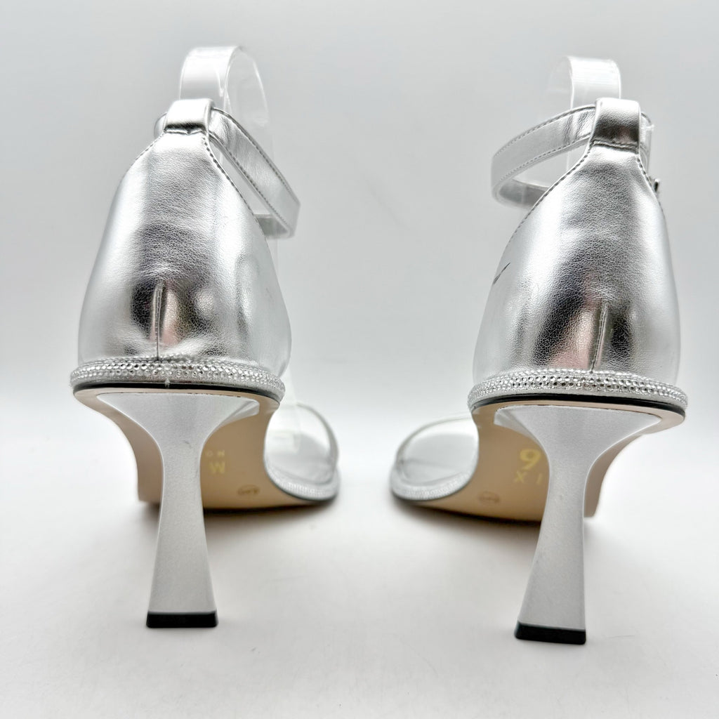 Mix No. 6 Womens Boniti Heeled Sandals Size 8.5 Wide EU 38.5 Silver NWOB
