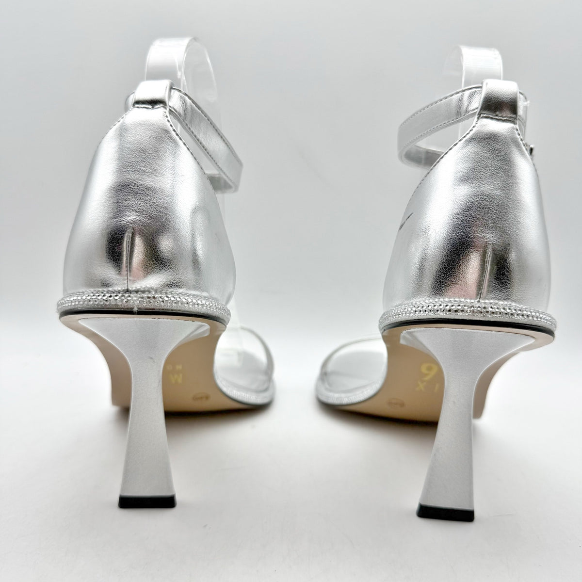 Mix No. 6 Womens Boniti Heeled Sandals Size 8.5 Wide EU 38.5 Silver NWOB