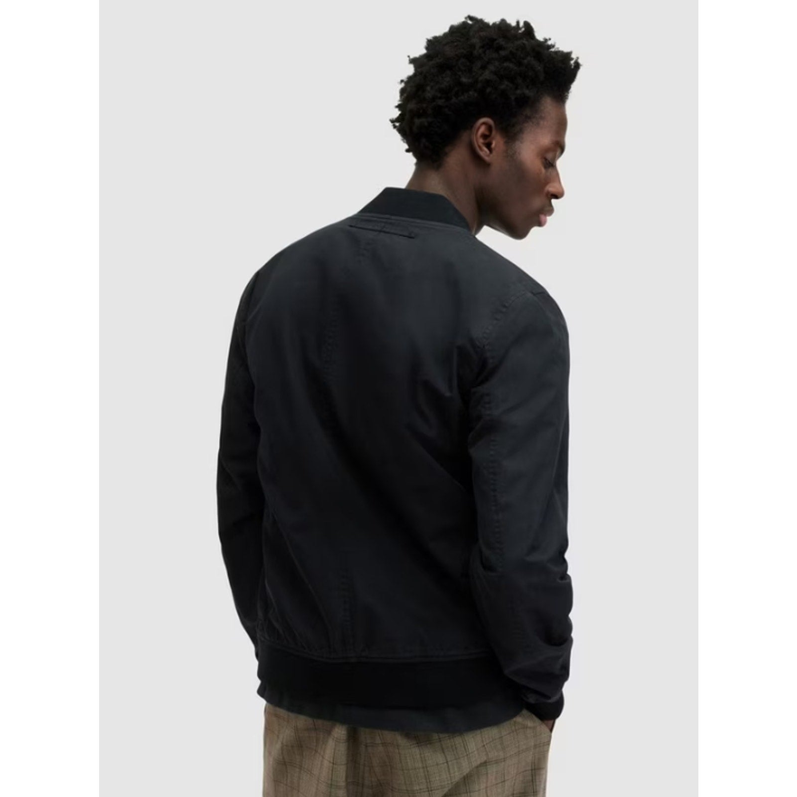 Allsaints Mens Reversible Bassett Bomber Jacket XS Black Ash Khaki NWT