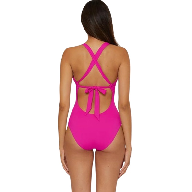 BECCA Marble Canyon One Piece Swimsuit Large Pink Azalea Embellished Ring NWT