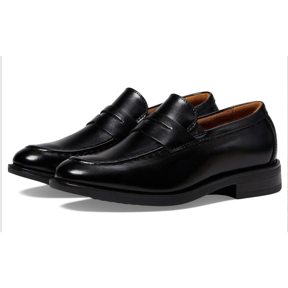 Florsheim Kids Boys Rucci Moc Toe Penny Loafers US 1.5 M Black Leather NIB
