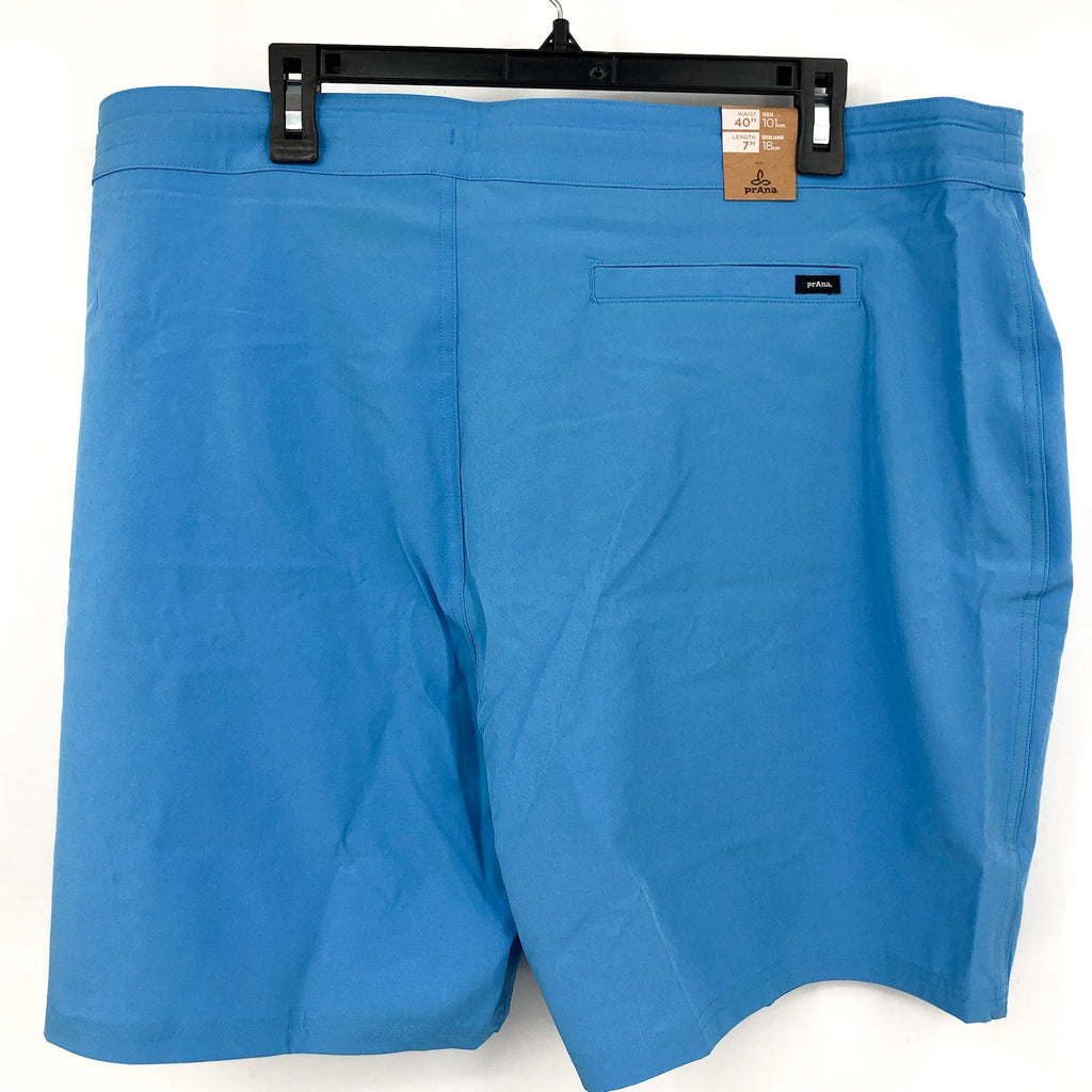 PRANA Men's Riveter Board Shorts Size 40 Blue Clear Sky 7" Inseam Drawstring NWT
