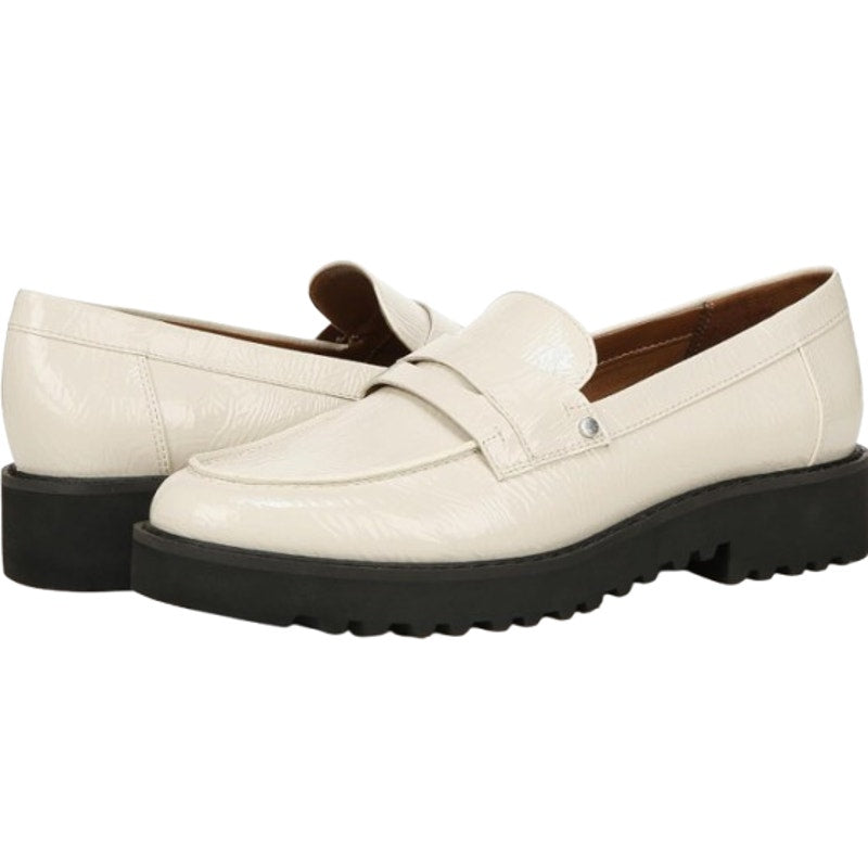 Franco Sarto Womens Cassandra Loafers US 10 Cream White Vegan Patent Leather NIB
