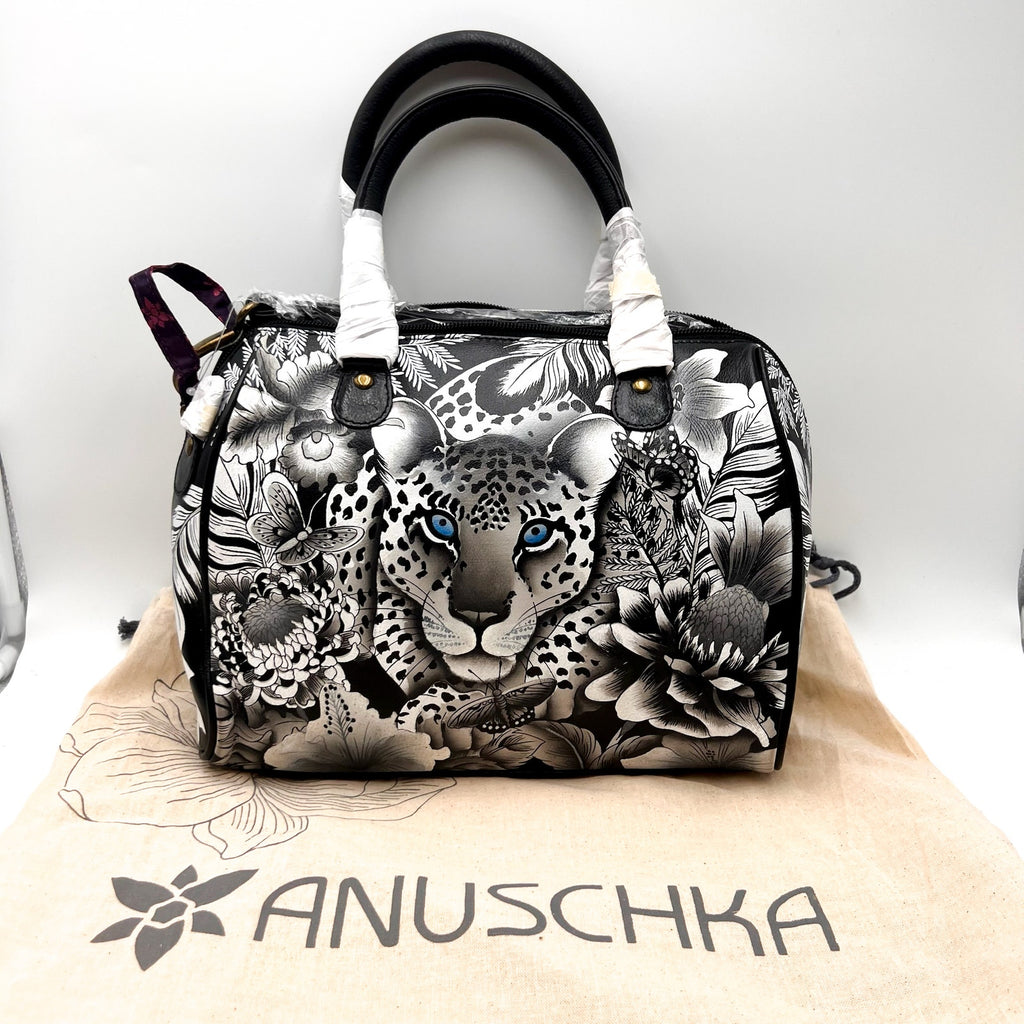 ANUSCHKA Women's Zip Around Classic Satchel Cleopatra’s Leopard Leather NWT