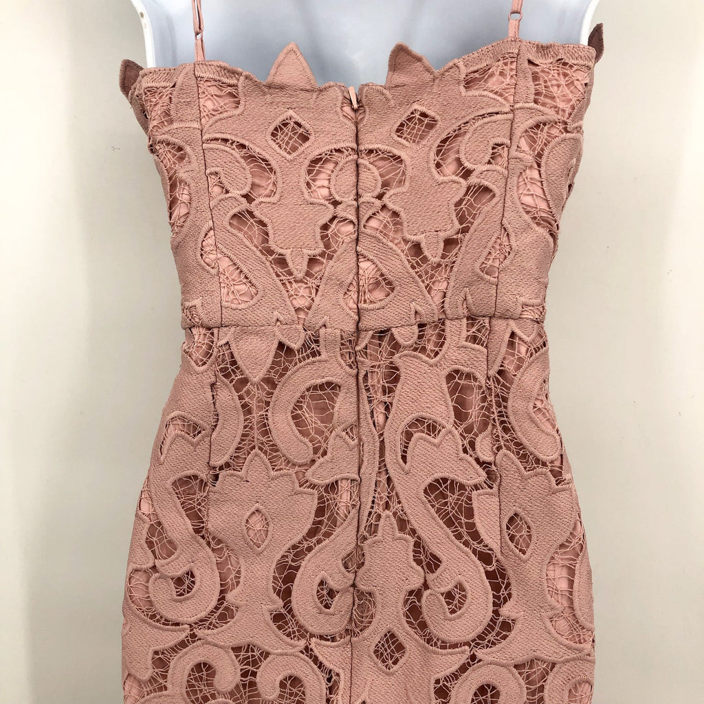 BARDOT Women's Lina Lace Midi Dress Size 6 Pink Rose Sleeveless Lined NWT