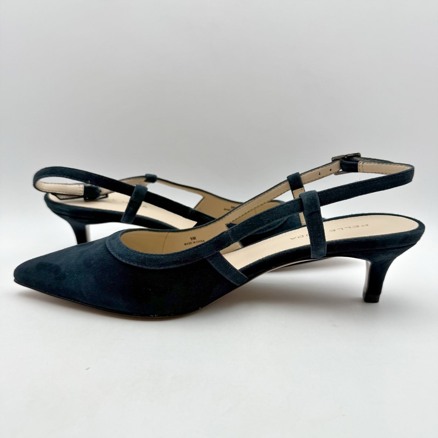 Pelle Moda Womens Deena Kitten Heels US 9 M EU 40 Navy Suede Slingback NIB
