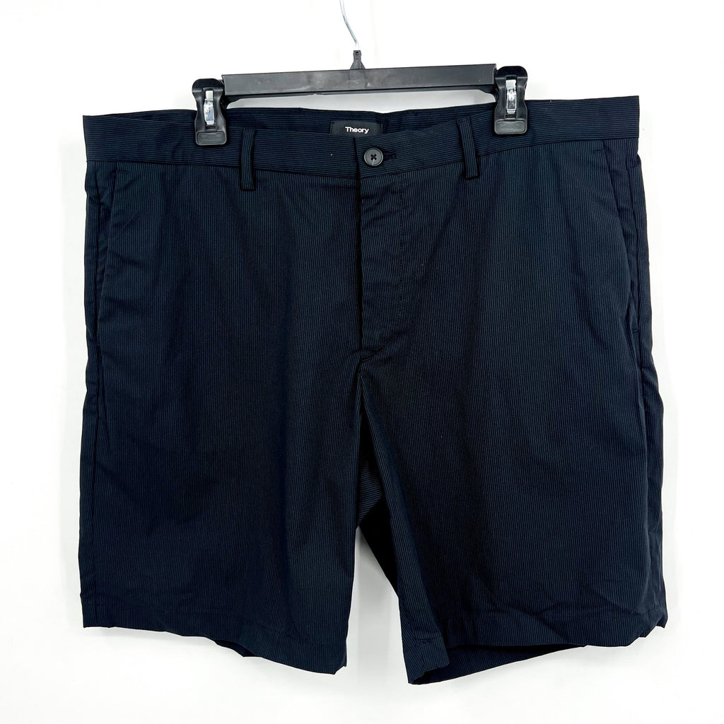 THEORY Mens Zaine SW S Eclipse Multi Coil Shorts Size 38 Navy Blue Pinstripe NWT