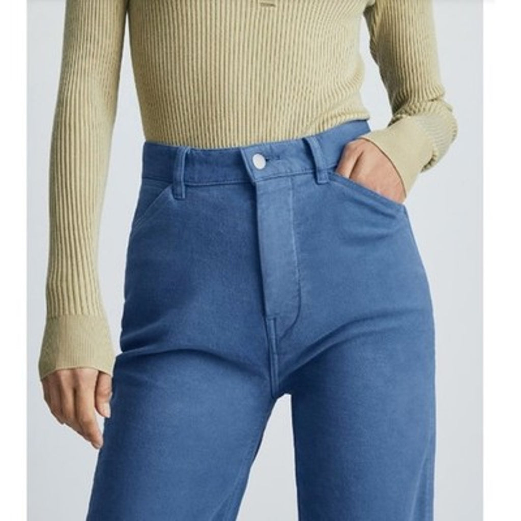 Everlane Womens Moleskin Way-High Pants Size 0 Dark Steel Blue NWT