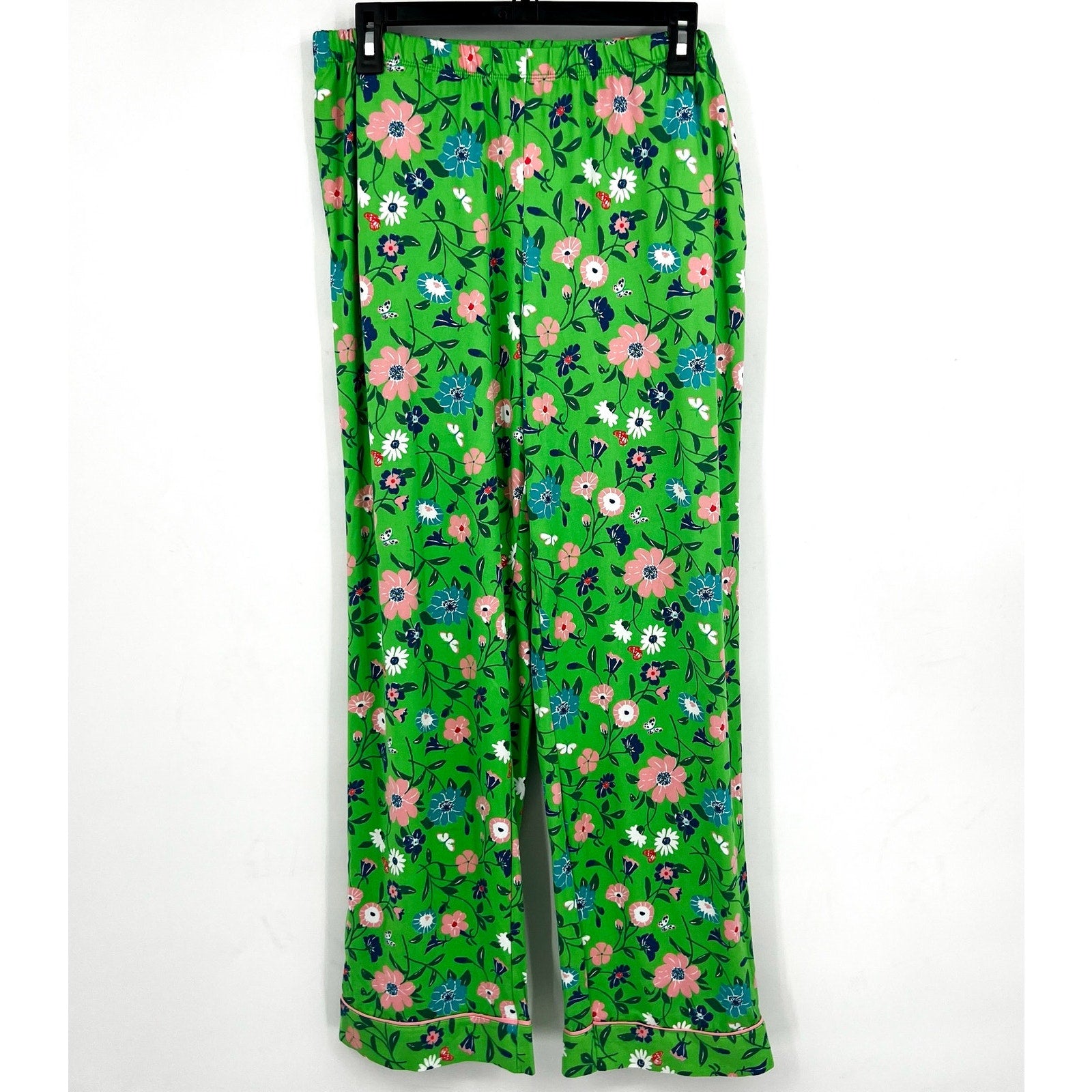 Kate Spade Womens Long Pajama Set Medium Green Floral Garden NWT